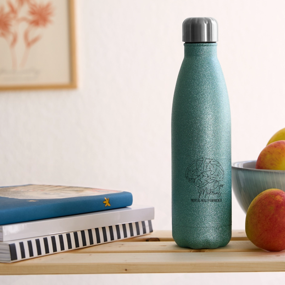 Mind Over Materials Insulated Stainless Steel Water Bottle - turquoise glitter