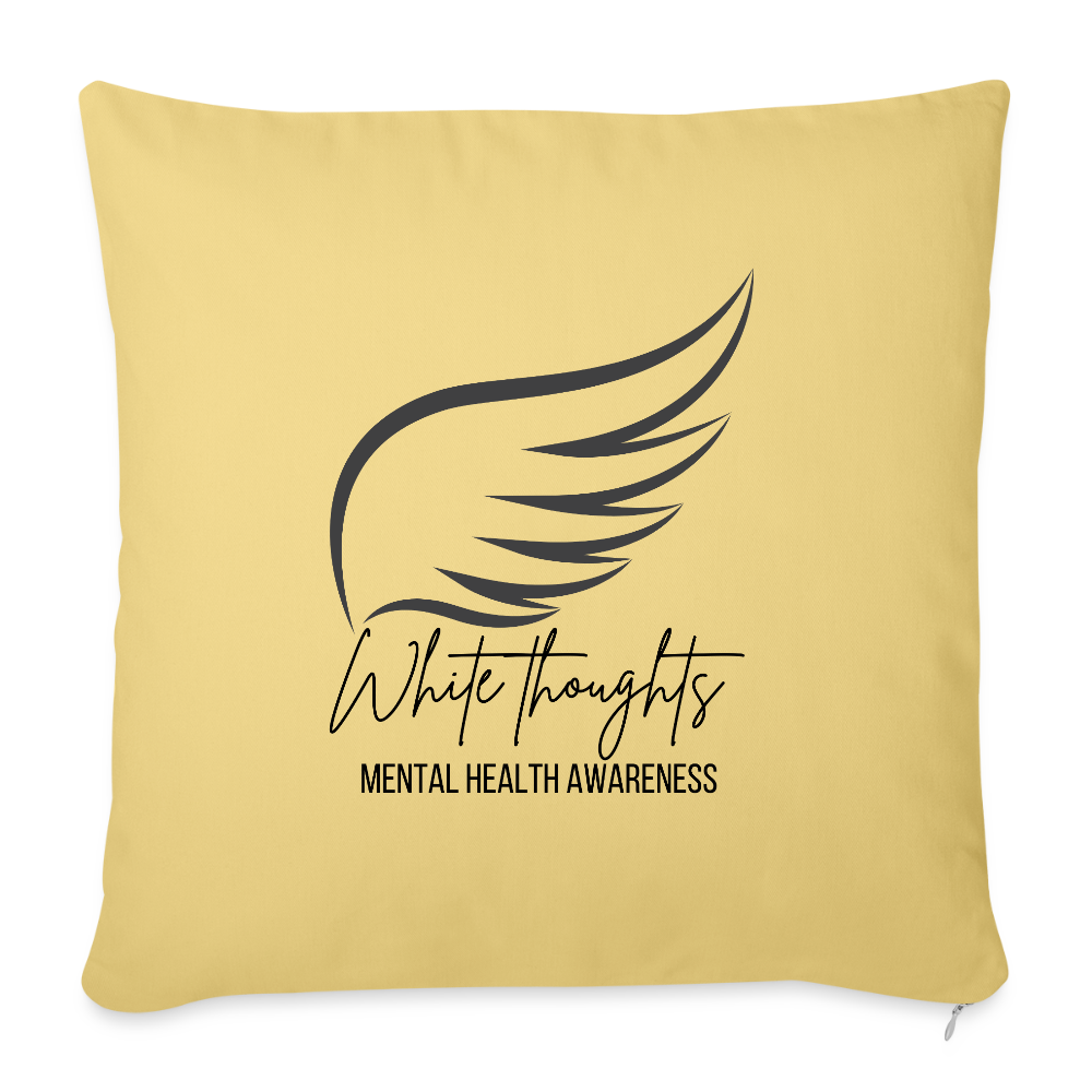 White Thoughts MH Throw Pillow Cover 18” x 18” - washed yellow