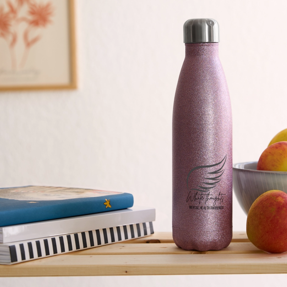 White Thoughts MH Insulated Stainless Steel Water Bottle - pink glitter