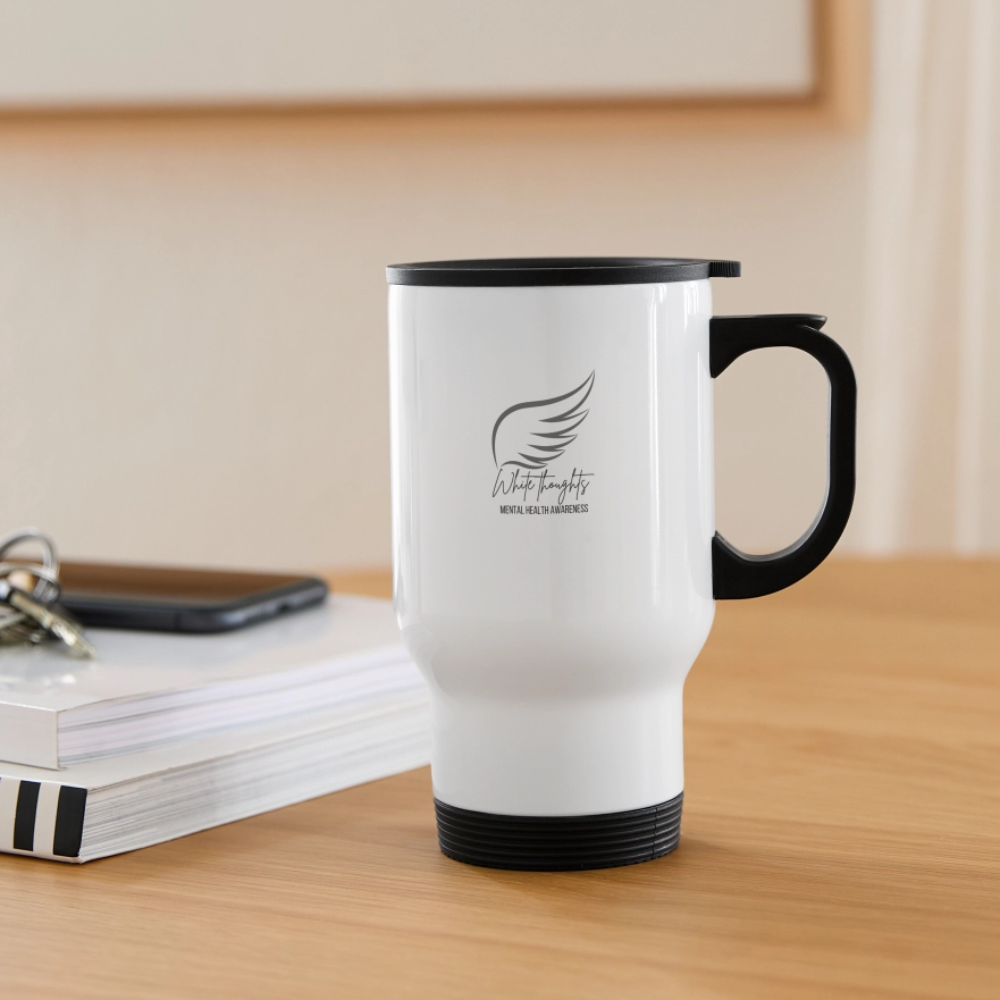 White Thoughts MH Travel Mug - white