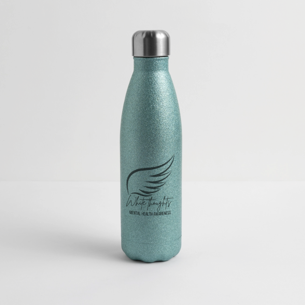 White Thoughts MH Insulated Stainless Steel Water Bottle - turquoise glitter