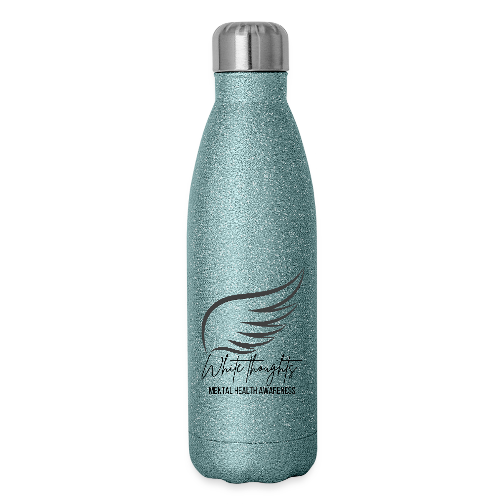 White Thoughts MH Insulated Stainless Steel Water Bottle - turquoise glitter