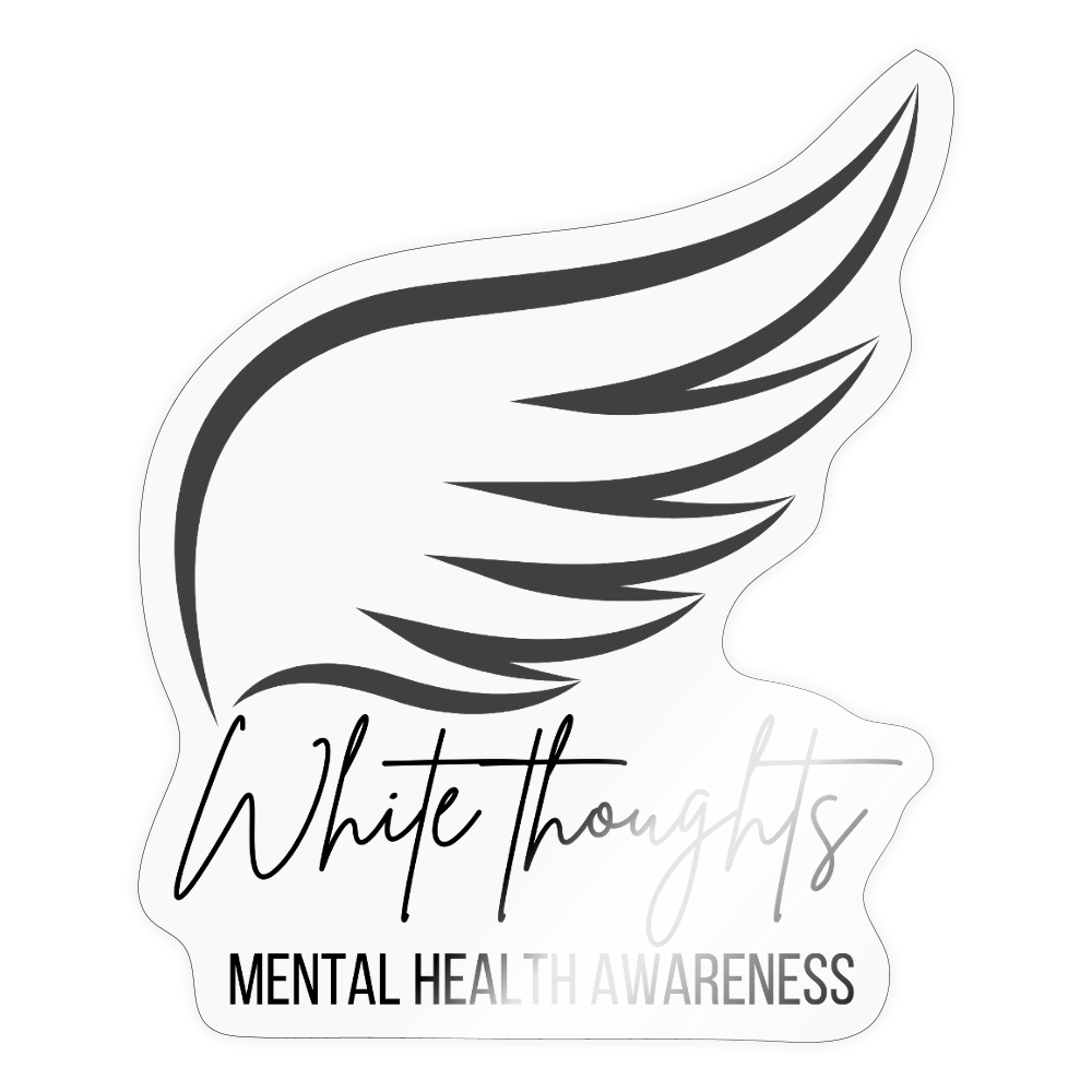 White Thoughts MH Sticker - transparent glossy