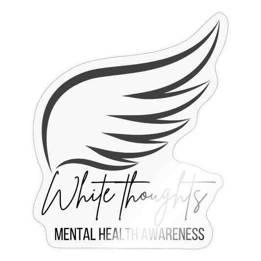 White Thoughts MH Sticker - transparent glossy